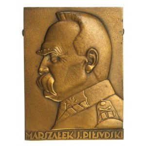 II RP, Plakieta MP (Brąz, 90x70), J. Piłsudski w mundurze 1930 (112)