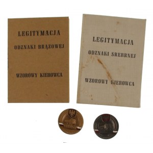 PRL, zestaw odznak Wzorowy Kierowca wraz z legitymacjami (433)