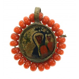 Medal of Our Lady of Czestochowa, 19th century, hand-painted (873)