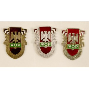 PRL, zestaw odznak, Wzorowy Żołnierz WOP. Razem 3 szt. (584)