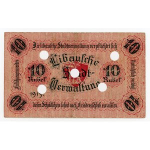 Łotwa, Libau, 10 rubli 1915. Odmiana znaku wodnego (804)