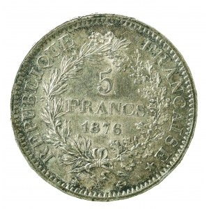France, Troisième République, 5 francs 1876 A, Paris (1014)