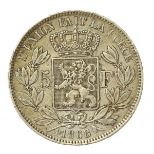 Belgique, Léopold II, 5 Francs 1868 (1016)