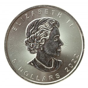 Canada, $5 2022. - Feuille d'érable, 1 oz Ag 999 (1026)