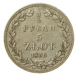 Russische Teilung, Nikolaus I., 3/4 Rubel=5 Gold 1835 MW, Warschau (1134)