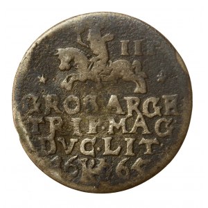 John II Casimir, trojak 1665, Vilnius. III over Pogonia (1159)