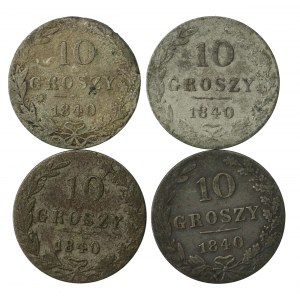 Russian annexation, set, 10 pennies 1840 MW. Total of 4 pcs. (1250)