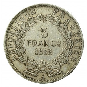 Francja, Napoleon III, 5 franków 1852 A, Paryż (1315)