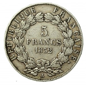 Francja, Napoleon III, 5 franków 1852 A, Paryż (1339)