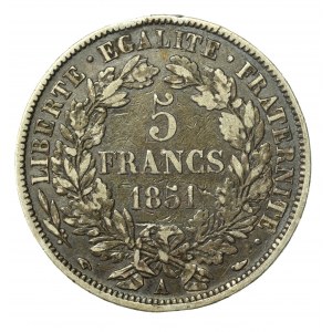 Francja, II Republika, 5 franków 1851 A, Paryż (1345)