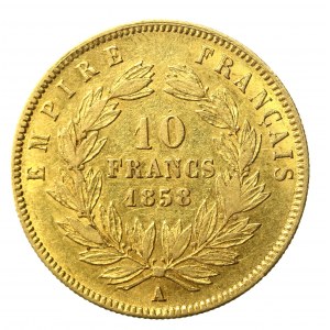 France, Napoleon III, 10 Francs 1858 A, Paris (1418)