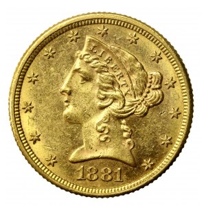 Spojené štáty americké, $5 1881, Philadelphia (1438)