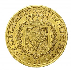 Włochy, Sardynia, Karol Feliks, 80 lirów 1826, Turyn (1444)
