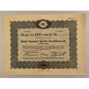 II RP, Bank Związku Spółek Zarobkowych w Poznaniu, Em.10, 1.000 mk 1921 (1276)