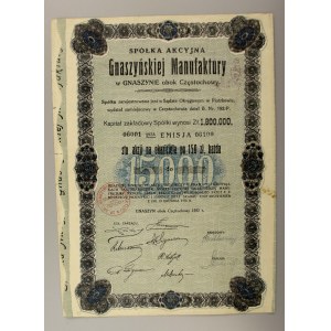 II RP, Spółka Akc. Gnaszyńskiej Manufaktury, Em.1, 100x 150 zł 1932 (1279)