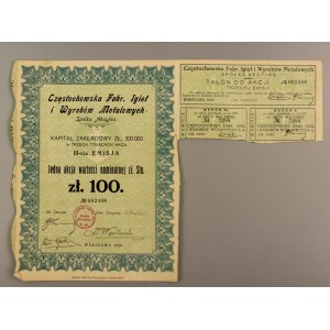 II RP, Częstochowska Fabr. Igieł i Wyrobów Metalowych, Em.3, 100 zł, 1929 (1284)