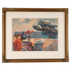 Teodor GROTT (1884-1972), Martwa natura na tarasie