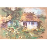 Jan Bulas(1878-1917),Słoneczniki przed chatą