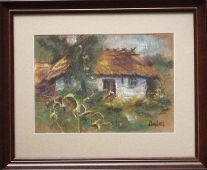 Jan Bulas(1878-1917),Słoneczniki przed chatą