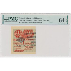 1 grosz 1924 - BD ❉ - lewa połowa - PMG 64 EPQ