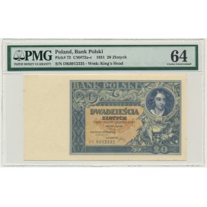 20 złotych 1931 - DK. - PMG 64