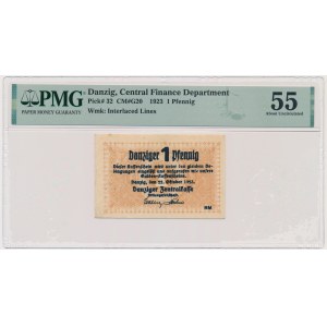 Danzig, 1 Pfennig 1923 - October - watermark Squares - PMG 55