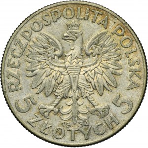 Głowa Kobiety, 5 złotych Warszawa 1934