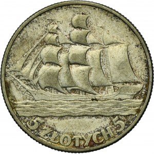 Żaglowiec, 5 złotych 1936