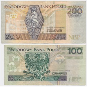 Zestaw, 100-200 złotych 1994 - DA - (2 szt.) - pierwsza seria drukowana w PWPW
