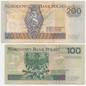 Zestaw, 100-200 złotych 1994 - DA - (2 szt.) - pierwsza seria drukowana w PWPW