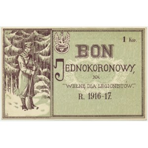 Bon na wełnę dla legionistów, 1 korona 1916-17 - RZADKI