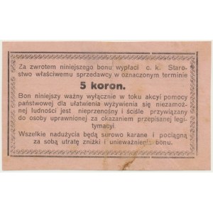 Żydaczów, bon na 5 koron 1918