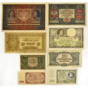 Zestaw, banknoty polskie 1916-1944 (8 szt.)