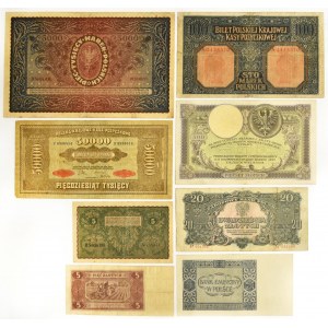 Zestaw, banknoty polskie 1916-1944 (8 szt.)