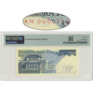 100.000 złotych 1990 - AN - PMG 66 EPQ - niski numer seryjny