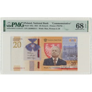 20 złotych 2021 - L. Kaczyński - PMG 68 EPQ
