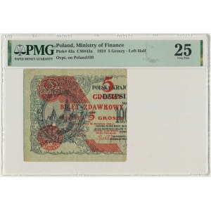 5 groszy 1924 - lewa połowa - PMG 25
