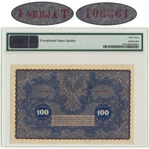 100 marek 1919 - I Serja T - PMG 63 EPQ - rzadszy wariant