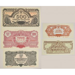 Zestaw, 2-500 złotych 1944 (5 szt.)
