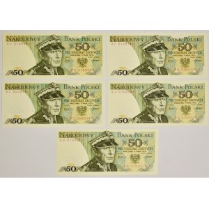 Zestaw, 50 złotych 1975 (5 szt.)