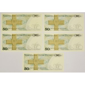 Zestaw, 50 złotych 1975 (5 szt.)