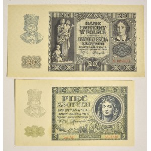 Zestaw, 5-20 złotych 1940-41 (2 szt.)