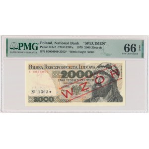 2.000 złotych 1979 - WZÓR - S 0000000 - No.2362 - PMG 66 EPQ