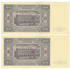 Zestaw, 20 złotych 1948 - HZ - kolejne numery -