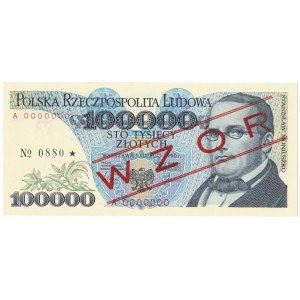 100.000 złotych 1990 - WZÓR - A 0000000 - No. 0880 -