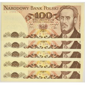 Zestaw, 100 złotych 1982 (5 szt.)