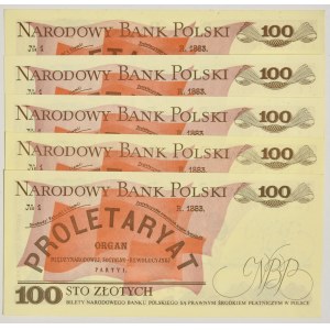 Zestaw, 100 złotych 1982 (5 szt.)