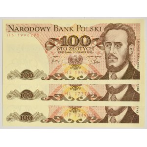 Zestaw, 100 złotych 1982 (3 szt.)
