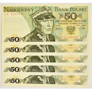 Zestaw, 50 złotych 1979 (5 szt.)