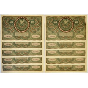 Zestaw, 500 marek 1919 - II Serja L (10 szt.)